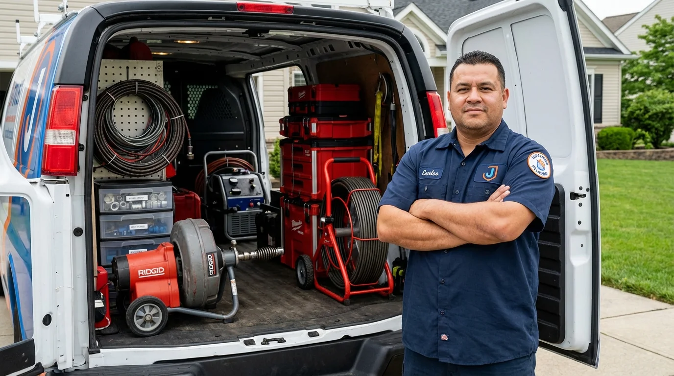 Professional drain cleaning equipment and Johns Plumbing LLC plumber in Kent