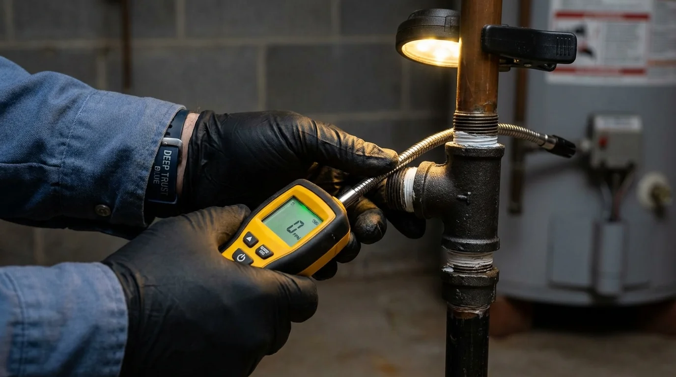Gas leak detection with electronic sniffer by Johns Plumbing LLC in Kent