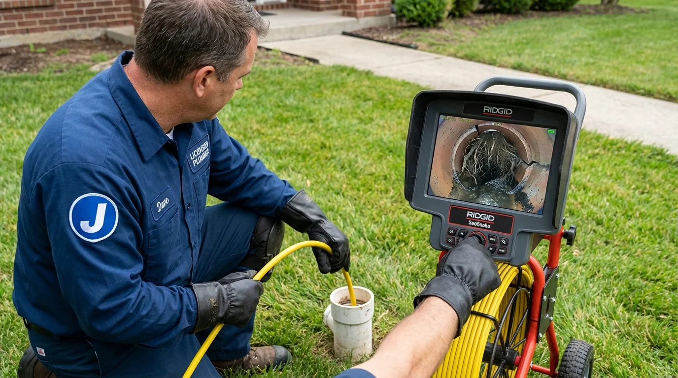 Sewer camera inspection being performed by Johns Plumbing LLC in Kent